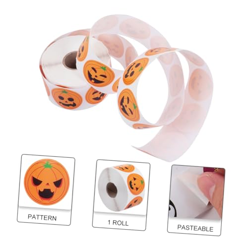 KOMBIUDA 1 Rolle Halloween-Aufkleber Halloween-partygeschenke Kürbis-Aufkleber Lustige Abziehbilder Grimasse Aufkleber Kleinkinderschürze Dekor Kinderaufkleber Selbstklebendes Papier von KOMBIUDA