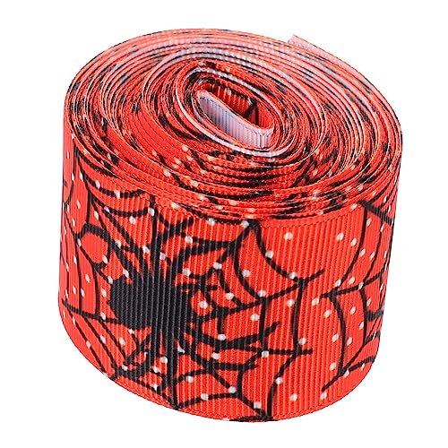 KOMBIUDA 1 Rolle Halloween-Dekorationsband Spinnweben Halloween Bänder funkeln halloween dekoration halloween decor geschenkband Halloween-Dekorationen Band DIY Dekorationen Polyester rot von KOMBIUDA