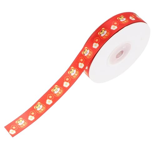 KOMBIUDA 1 Rolle Jahr des Tiger-Geschenkbandes Haarband Sackleinen Stolzes Lockenband rosa Schleife Gegenwärtig Gold seidenband ribbon Geschenkpaketband Band für das neue Jahr Polyester rot von KOMBIUDA