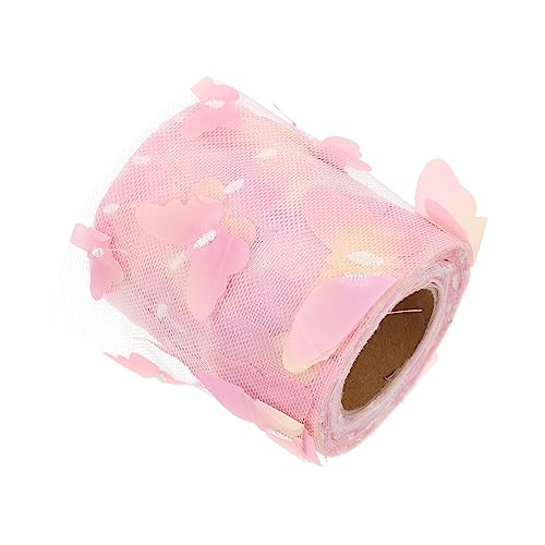 KOMBIUDA 1 Rolle Schmetterlingsband Nähen Stoff Bausatz Stickerei Maschine Streifen seidenband ribbon Bekleidungsdekorationsband bandalette handwerkskunst Nähband Stickband Polyester Rosa von KOMBIUDA