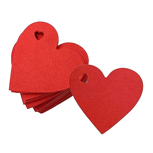 KOMBIUDA 1 Satz 100 Stück Liebe Fahrstuhl Herzetikett Geburtstags-tags Party Valentinstag Etiketten Herz-tags Karte Hochzeits-tags Herzen Hängendes Etikett Stichworte Aufkleber Rot Papier von KOMBIUDA