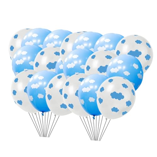 KOMBIUDA 1 Satz 50st Blauer Himmel Wolken Ballon Neujahrsballons Weißes Dekor Weiße Wolkenballons Folienballons Herz Luftballons Für Geburtstagsfeiern Babyparty-dekoration Emulsion von KOMBIUDA