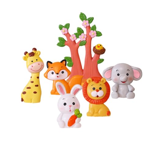 KOMBIUDA 1 Satz 6st Tortendekoration Aus Waldtiere Cupcake Topper Waldtier Miniatur Lion Desserts Fügt Picks Ein Hasenkuchen Eiscreme-dekor Kaninchen-dekor Fuchston Spielzeugtiere von KOMBIUDA