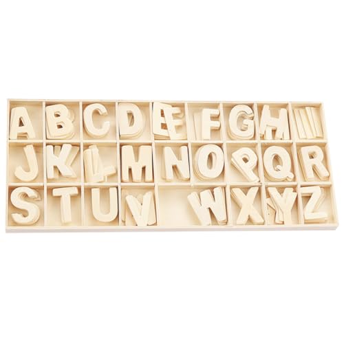 KOMBIUDA 1 Satz Alphabet dekorative Holzspäne Briefe zur frühen Bildung selber machen Lernspielzeug für Kinder buchstaben lernen kinder holzspielzeug Tischdekoration Wohndekoration hölzern von KOMBIUDA