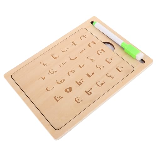 KOMBIUDA 1 Satz Arabischer Schreibblock Übung Zum Nachzeichnen des Alphabets Kit Zum Schreibenlernen Lerntafel Holz-pauszeichenbuchstaben Alphabettafel Aus Holz Zeichenbrett Hölzern Beige von KOMBIUDA