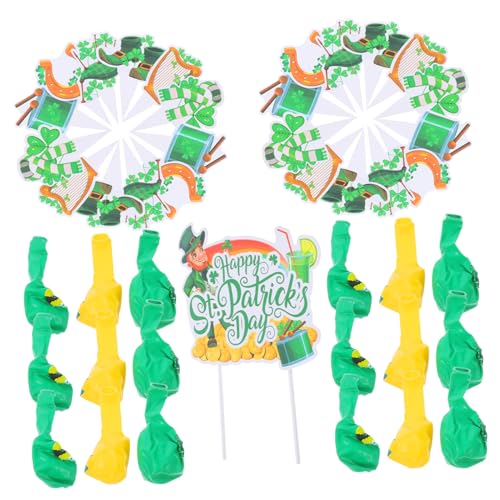 KOMBIUDA 1 Satz Kleeblatt-Partydekorationen luftballons grün party dekoration st patricks day tischdekoration st patricks day dekorationen grüner Deckel Dessert-Topper Gummi Green von KOMBIUDA