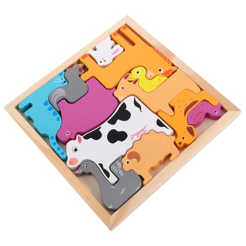 KOMBIUDA 1 Satz Kreatives Dreidimensionales Puzzle Kognitives Puzzle- Zeichenbrett Für Reißbrett-Puzzle Puzzle-brettspielzeug -rätsel Nutztiere Für Kleinkinder Holz von KOMBIUDA