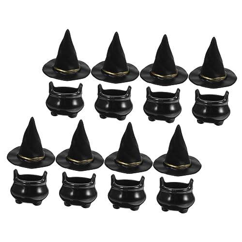 KOMBIUDA 10 Sätze Halloween-hexenhut Mini-hexenhut-stirnband Halloween Kostüm Hexenhut Kessel Figuren Festivalhut Hexenpuppenhauszubehör Dekoration Hexenmütze Küche Hexenpuppe Black Plastik von KOMBIUDA