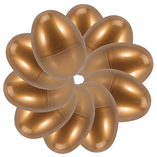 KOMBIUDA 10 Stück Ei Dekoration fillable easter eggs easter egg decoration Ostereier Geschenkidee Eierkartons klarer, befüllbarer Ball in Eiform leere ostereier aus plastik Osterdeko Golden von KOMBIUDA