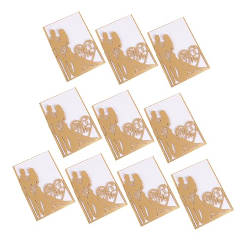 KOMBIUDA 10St Grußkarte Braut Bräutigam Hochzeitseinladungen Einladungen zur Hochzeitsfeier jubiläumskarte anniversary card Hallo Einladungskarten hohle Hochzeitskarte Papier Golden von KOMBIUDA