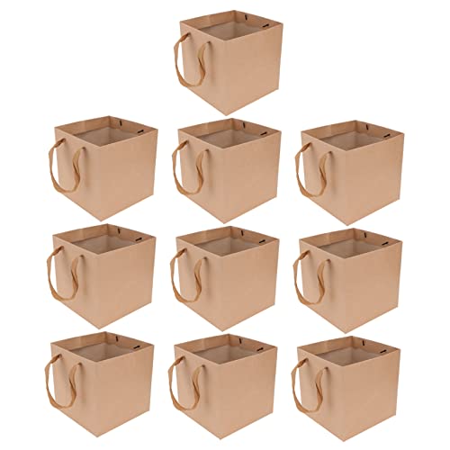 KOMBIUDA 10St Quadratische Tüte aus Kraftpapier Taschen zum Verpacken von Blumen Snacktüten aus Papier Beutel Cellophan kinderparty mitgebsel nuttalla Handtasche Kraftpapiertüte Brown von KOMBIUDA