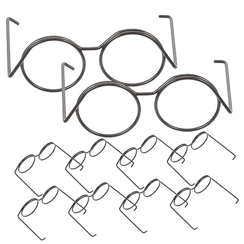 KOMBIUDA 10er Set Puppenbrille Metallische Miniaturbrillen Ohne Gläser Für Puppen Runde Schwarze Große Brille Als Klassisches Puppenzubehör Ideal Für Kreative Spielideen Und von KOMBIUDA