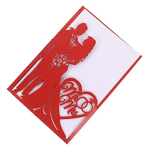 KOMBIUDA 10st Grußkarte Glückwunschkarten Zur Hochzeit Brautgeschenk Einladungskarten Hochzeitseinladungen Valentinstag Geschenkkarten Romantische Hochzeit Brautparty Einladen Papier Rot von KOMBIUDA