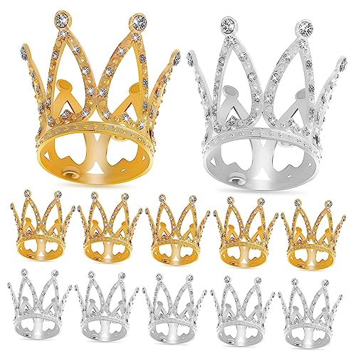 KOMBIUDA 12 Stk Krone Prinzessinnen-Kuchendekorationen Hochzeitssträuße Mini-Blumenstrauß Strass-Accessoires Mini-Dekor weihnachts party weihnachten party Golddekor Papierbecher Legierung von KOMBIUDA