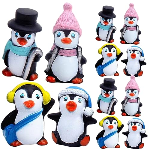 KOMBIUDA 12 Stück Miniatur Pinguin Figuren Cartoon Pinguin Kuchendekorationen Pinguin Weihnachtsdeko Plitsch Platsch Pinguin Spiel Kinder Party Zubehör von KOMBIUDA