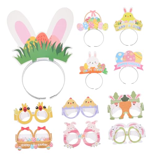 KOMBIUDA 12St Ostern Stirnband Kinderparty-Brille Partybrille für Hasenbrille kreative Brillen igelkostümkinder ostern Osterpartyzubehör Häschen-Brillengestelle Papier von KOMBIUDA