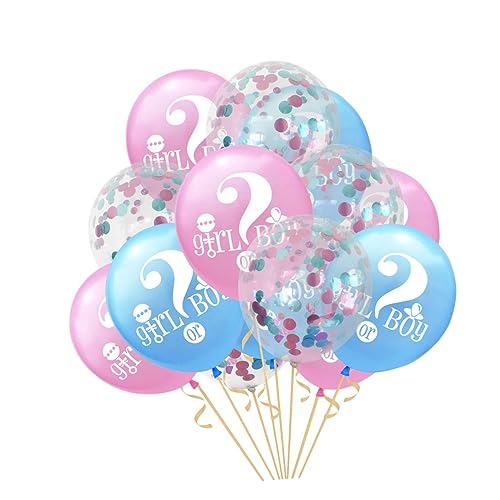 KOMBIUDA 15 Stück Latex Ballons Für Gender Reveal Party Babyparty Kreative Dekorationen 5 Blaue + 5 Rosa + 5 Pailletten Ballons Geschlecht Offenbaren Partyzubehör von KOMBIUDA