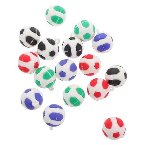 KOMBIUDA 16St Fußball-Anhänger Mesh-Dekoration Sport-Charme Seidenband basteln Fußball Anhänger Fußball Charms Fußball-Charm-Armbänder für Mädchen Fußballdekorationen PVC-Weichkleber von KOMBIUDA