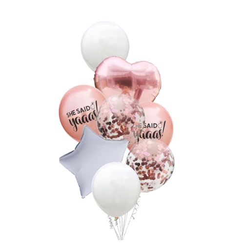 KOMBIUDA 18 Teiliges Set Hochzeitsballons Roségold Und Inklusive „She Said Yaaas Ballons Roségold Konfetti Stern Und von KOMBIUDA