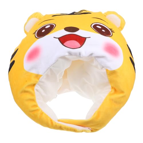 KOMBIUDA 1stk Tiger Kopfbedeckung Hut Plüschtiere Raupe Kappe Cartoon-tiger-hut Party Lustiger Kopfschmuck Partyhüte Für Party Neuheit Kopfschmuck Cosplay-zubehör Yellow Pp Baumwolle von KOMBIUDA