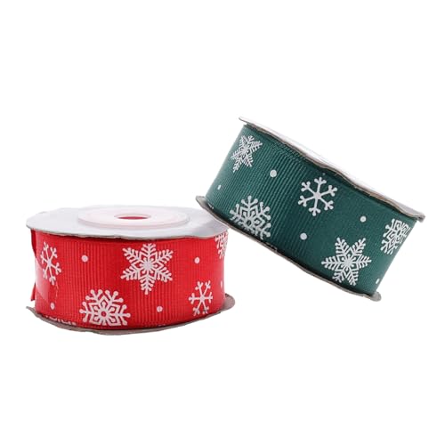 KOMBIUDA 2 Rollen Weihnachtsband Geschenkband Weihnachtsdekoration Weihnachten verdrahtetes Band Wickelband Weihnachts-Ripsband ribbon bandfeile DIY Schleifenband Geschenkbänder Polyester von KOMBIUDA