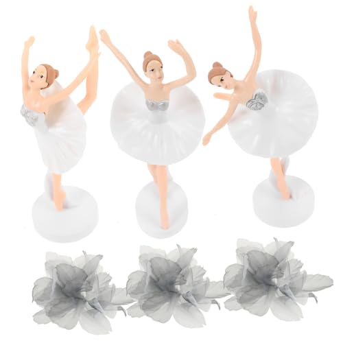 KOMBIUDA 2 Sätze 6 Stk Ballettmädchen-ornamente Hochzeitstortenaufsätze Ballettmädchen Cupcake Topper Hochzeitsfiguren Hochzeitsdekorationen Für Tische Heimdekoration Gittergewebe Weiß von KOMBIUDA