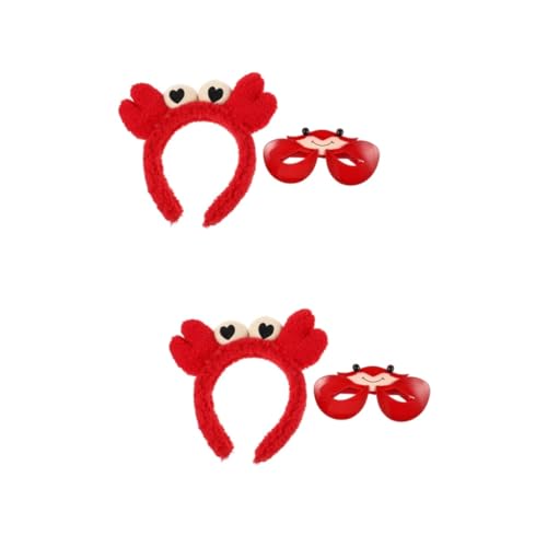 KOMBIUDA 2 Sätze Krabbenbrille Stirnband Handschmuckschale bandana stirnband camoing partyhüte kindergeburtstag schnapsgläser Krabbengläser für Strandparty-Dekoration -Sonnenbrille rot von KOMBIUDA