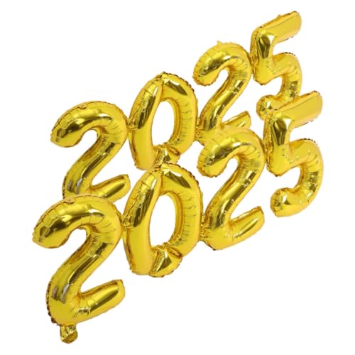 KOMBIUDA 2 Stück 2025 Ballon 2025 Weihnachtsdekorationen 2025 Neujahrsparty Liefert Luftballons Zahlenballons Für Die Geburtstagsfeier 2025 Neujahr Feierlichkeiten Aluminiumfolie Golden von KOMBIUDA