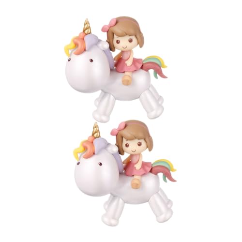 KOMBIUDA Einzigartiges Tortenaufsatz-Set mit Einhorn-Mädchen-Statue Babyparty-Kuchendekorationen aus PVC gefertigte Miniatur-Statue Ornament für die Geburtstagsparty von KOMBIUDA