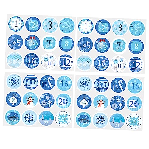 KOMBIUDA 20 Blätter Weihnachtskalender-aufkleber Schneemannfamilie Weihnachten Aufblasbar Im Freien Umschlag Aufkleber Weihnachtskalender-countdown Schneeflocke Beschichtetes Papier Blue von KOMBIUDA