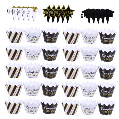 KOMBIUDA 24st Abschlusstorte Umgeben Grad Glücklich Erste Kuchen Picks Felgen Abschlussfeier Abschluss-kuchenaufsatz Cupcake-topper 2021 Quadratisches Kuchenbrett Gold Jumbo Papier von KOMBIUDA