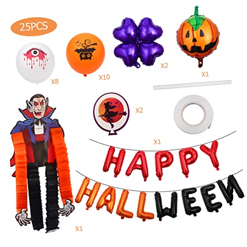 KOMBIUDA 25-Teiliges Set Halloween-Ballon-Kombination halloween aussendeko halloween luftballons Halloween-Party-Ballon Kürbis Folienballon buchstaben ballons Fröhliches Halloween-Banner von KOMBIUDA