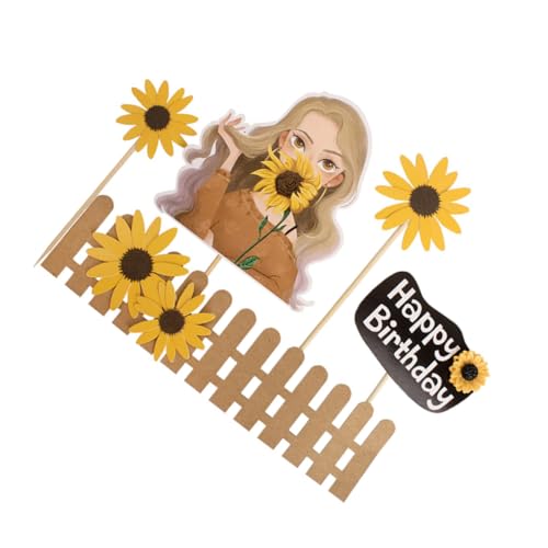 KOMBIUDA 25St Kucheneinsatz Kuchen-Banner Cupcake- Cupcake-Topper Geburtstagskuchen Topper für Kuchen sunflower sonnenblumen hochzeitsdeko zarte Kuchenpicke Kuchendekoration Bambusstab von KOMBIUDA