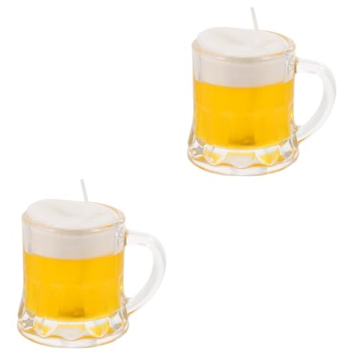 KOMBIUDA 2St Bierkrug Kerze verbände bierbecher Gastgeschenk kokusnuss bumbsbar Kerzen für Männer Duftvotivkerzen Kerzen Mini-Kerze Weingläser süßes Bierglas Mini-Bierglas Wachs von KOMBIUDA