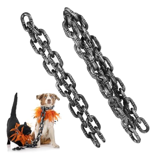 KOMBIUDA 2St Simulation große Eisenkette gruselige Heimdekoration Halloween deko für grabgesteck allerheiligen Hallowen deko Spielzeug Gefangene Kette Gefangene Cosplay-Kette Plastik Grey von KOMBIUDA