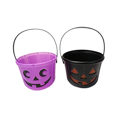 KOMBIUDA 2st Kürbis Eimer Mini-kürbis Halloween-kürbisse Tragbarer Süßigkeitenbehälter Tragbarer Süßigkeiteneimer Süßigkeiten Eimer Halloween-partybevorzugung Süßigkeitenglas Plastik Black von KOMBIUDA