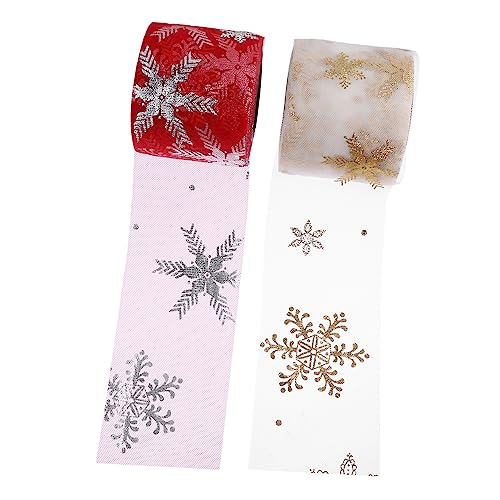 KOMBIUDA 2st Schneeflocke Mesh-band Spitzenband Breites Weihnachtsband Transparentes Band Partyband Weihnachtsband Girlande Feiertagsband Netzband Dekoratives Band Polyester von KOMBIUDA