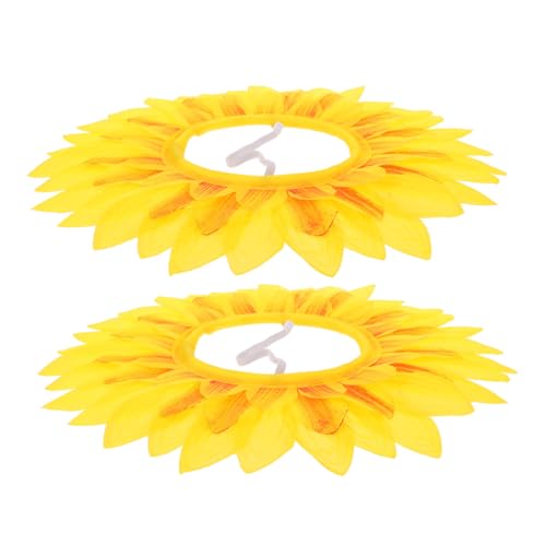 KOMBIUDA 2st Sonnenblumenkopfbedeckung Kleiner Puppenhut Blumenkopfkleidung Geflochtener Lampenschirm Kuchen Hut Sonnenblumenkopfschmuck Topfpflanzendekoration Mini-hut Yellow Seidentuch von KOMBIUDA