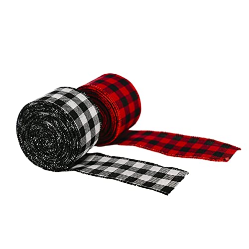 KOMBIUDA 2st Weihnachtsband Geschenkband Weihnachtsverpackungsband Weihnachtsjuteband Gitterbänder-dekor Gingham-band Weihnachten Weihnachtsbastelband Weihnachts-ripsband Schleife Stoff von KOMBIUDA