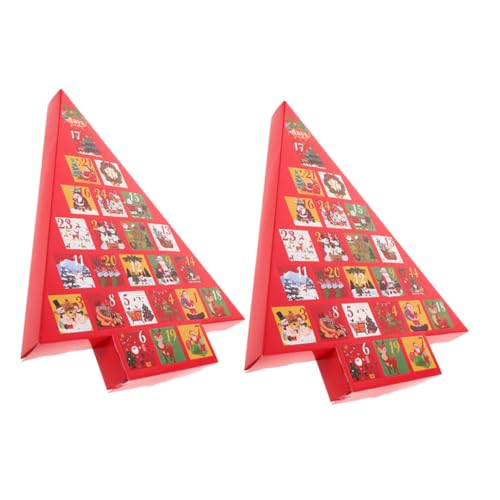 KOMBIUDA 2st Weihnachtsgeschenkpaket Feiertags-countdown-boxen Adventskalender 2024 Tischdekoration Für Den Urlaub Weihnachts-countdown Feiertagspartybevorzugung Diy-boxen Papier Rot von KOMBIUDA