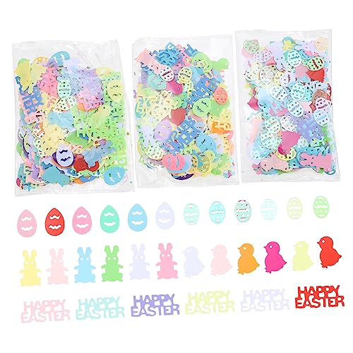 KOMBIUDA 3 Packungen Häschen-Küken-Konfetti Osterhasen Konfetti Frohe Ostern Tischdekoration sterben Korb funkeln nuspli cute decor Party-Konfetti-Ornament tischkonfetti PVC Colorful von KOMBIUDA