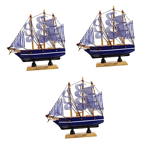 KOMBIUDA 3 Stk Segelboot Kuchendekoration Thema demadwra Yacht Ornament Topper partydekoration party decoration Spielzeug Abschluss-Kuchenaufsatz exquisite Kuchenverzierung hölzern von KOMBIUDA