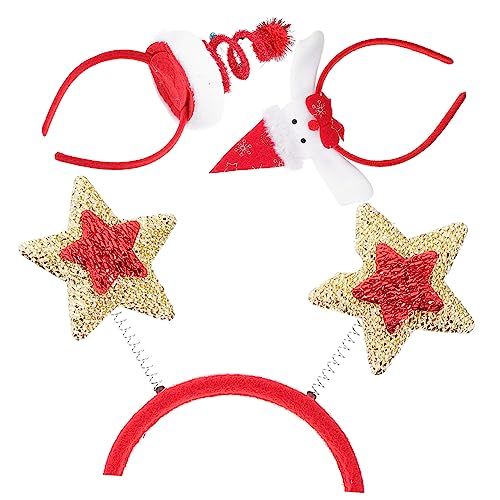 KOMBIUDA 3 Stück Weihnachtskopfschmuck weihnachtshaarspangen Weihnachts haarspangen Weihnachtshaarband Kopfbedeckung für die Weihnachtsfeier Weihnachtsstirnbänder Haarschmuck für Frauen rot von KOMBIUDA