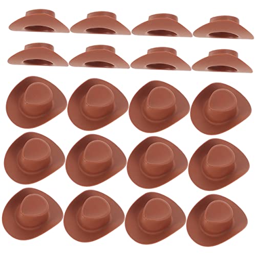 KOMBIUDA 30St Mini-Cowboyhut Strohhut Cowgirl-Hut Mini-Zylinder Cowgirl-Hüte Kuhmädchenhut Puppenhut Cowboyhut für Puppen austauschbare Mini-Hüte dekorative kleine Hüte Plastik Brown von KOMBIUDA