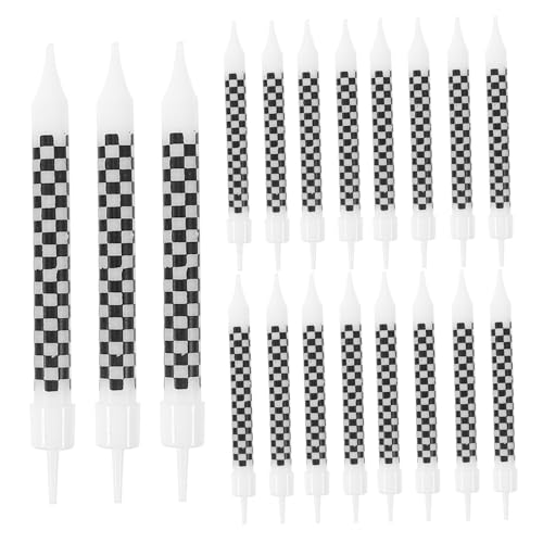 KOMBIUDA 36 Stück Schwarz Weiß Karierte Geburtstagskuchenkerzen Dekorative Kerzen Rennwagen Themenparty Geburtstagskerzen Für Spaß Für Jungen von KOMBIUDA