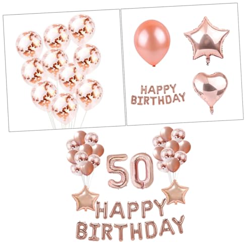 KOMBIUDA 37 Teiliges Rosegoldenes Ballon Set Für Geburtstagsfeiern „Happy Birthday Buchstabenballons + Latexballons + Konfetti Ballons + Sterneballons Perfekte von KOMBIUDA