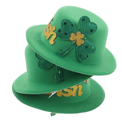 KOMBIUDA 3st Grüner Partyhut Hüte Für Damen Modisch Elegant Zylinder-haarspangen Haarschmuck Für Den Urlaub Haarklammer Süße Haarspangen St. Patricks Day Accessoires Kleine Hüte Green Stoff von KOMBIUDA