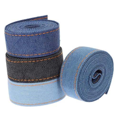 KOMBIUDA 4 Rollen Denim-gurtband Kleiderband Bänder Nähen Band Nähen Denim-stoffbänder Nähen Sie Ein Jeansband Denim-wickelband Bänder Zum Basteln Bandverzierungen Verpackungsband Paketband von KOMBIUDA