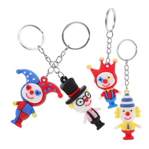 KOMBIUDA 4 Stück Clown-schlüsselanhänger Karnevals-schlüsselanhänger Schlüsselhalter Für Schlüsselbund Schlüsselringe Clownfigur Schlüsselanhänger Kuh-schlüsselanhänger Haken Weiches Gummi von KOMBIUDA