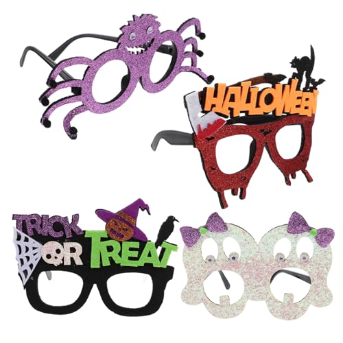 KOMBIUDA 4 Stück Halloween-Partybrille Halloween-Partyzubehör -Sonnenbrille Party-Cosplay-Brille Kostümbrille halloween dekoration party brille Brillenstütze Halloween-Sonnenbrille von KOMBIUDA